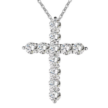 Load image into Gallery viewer, #SHOPEMMASOFIA #EMMASOFIA #SILVERCROSSNECKLACE SHOPEMMASOFIA.COM The most simple yet the most powerful piece of jewelry in anyone's collection. One of our favorites and best selling pieces. Classic sterling silver faith cross sold with box style chain.