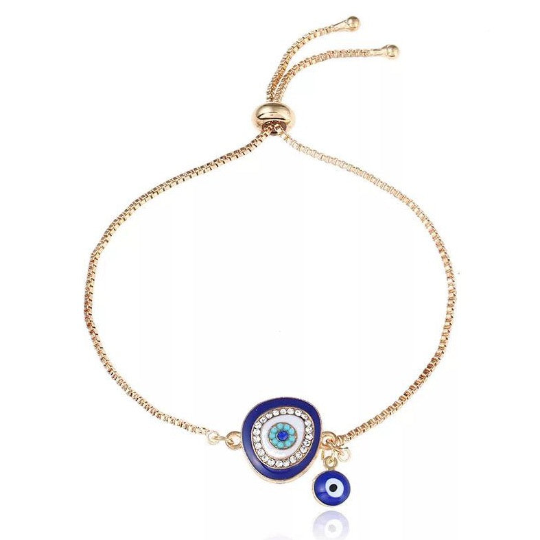 Evil Eye Charm Bracelet  Repel all the negative vibes with our beautiful adjustable evil eye bracelet. Don't kill my vibe! Available in gold.  Bracelet 18 cm  Charm 2 cm  Please follow care instructions to maintain your pieces quality and integrity.   #SHOPEMMASOFIA