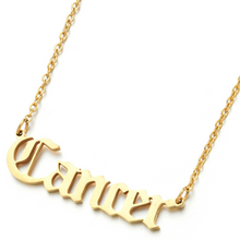 Load image into Gallery viewer, Horoscope Zodiac Pendant Necklace.  Classic Zodiac Pendant. Strut your birth given astrological sign with this essential jewelry piece. Available in Silver or Gold.  Pendant 2.0 cm  Chain 42 cm    Please follow jewelry care instructions to maintain your pieces quality and integrity. #shopemmasofia
