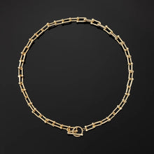 Load image into Gallery viewer, Solid U Bar Locked Chain and Earring Set.  Our U-mazing U bar Designer Inspired chain necklace with matching earrings. Supreme style for supreme taste. Limited quantities. Available in Silver and Gold.  Chain 43 cm  Earring 7.3 cm     Please follow care instructions to maintain your pieces quality and integrity. #shopemmasofia
